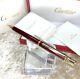Cartier Trinity Ballpoint Pen Rare Bordeaux Guilloche Engraved With Case & Papers