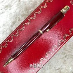 Cartier Trinity Ballpoint Pen Rare Bordeaux GUILLOCHE Engraved with Case & Papers