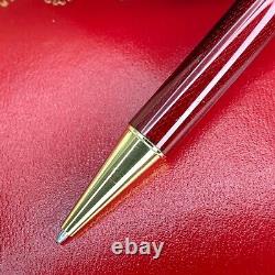 Cartier Trinity Ballpoint Pen Rare Bordeaux GUILLOCHE Engraved with Case & Papers