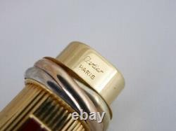 Cartier Vendome Oval Gold Plated Red Clip Ballpoint Pen with Box FREE SHIPPING