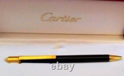 Cartier Vintage Must De Ballpoint Pen Blk/gold With Box