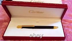 Cartier Vintage Must De Ballpoint Pen Blk/gold With Box