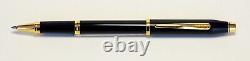 Cross Century II Gloss Black Lacquer and Gold Plated Trim Roller Ball Pen BNIB