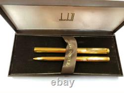 DUNHILL Ballpoint pen & Fountain Pen Set Gold 14K nib with Box