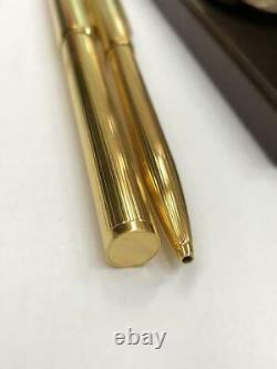 DUNHILL Ballpoint pen & Fountain Pen Set Gold 14K nib with Box