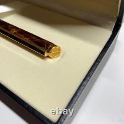 DUNHILL Gem line Ballpoint pen Brown x Gold d-logo with Box