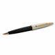 Deluxe Ballpoint Writing Pen Medium Point Black Gold Trim 23k Clip Blue Cartridg