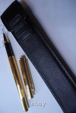 Dunhill Gemline Ballpoint Pen Gold Plated Leather Carry Case
