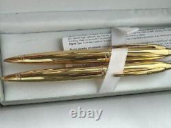 Franklin Covey Lexington Ballpoint Pencil Set Stainless Steel 24K Gold Plated