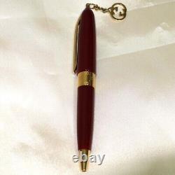 GUCCI Interlocking Bordeaux red/Gold Twisted Ballpoint Pen(No Box) Charm used