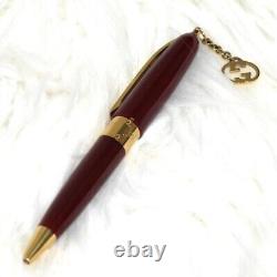 GUCCI Interlocking Bordeaux red/Gold Twisted Ballpoint Pen(No Box) Charm used