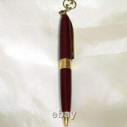 GUCCI Interlocking Bordeaux red/Gold Twisted Ballpoint Pen(No Box) Charm used