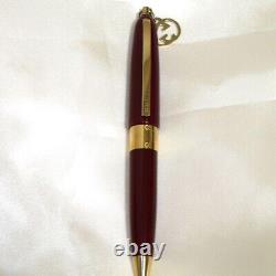 GUCCI Interlocking Bordeaux red/Gold Twisted Ballpoint Pen(No Box) Charm used