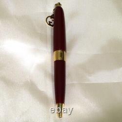 GUCCI Interlocking Bordeaux red/Gold Twisted Ballpoint Pen(No Box) Charm used