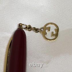 GUCCI Interlocking Bordeaux red/Gold Twisted Ballpoint Pen(No Box) Charm used