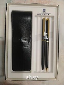 Givenchy Stylos Ball point Pen &0.5mm Pencil Black Laque & Gold Set