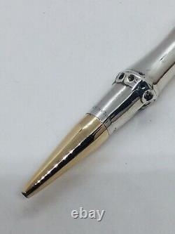 Gucci Vintage Sterling Silver & Gold Vermeil Large Bamboo Tassel Ballpoint Pen