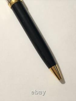 Inoxcrom Sirocco Black Lacquer & Sterling Silver Gold Trim Ballpoint Pen