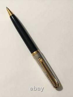 Inoxcrom Sirocco Black Lacquer & Sterling Silver Gold Trim Ballpoint Pen