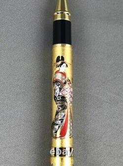 Japanese Makie Lacquer Ballpoint Pen Geisha Girl Gold 137mm NWB