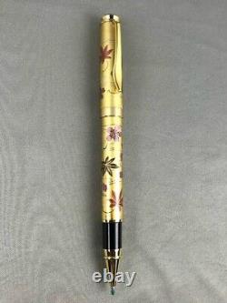 Japanese Makie Lacquer & Goldsmith Art Ballpoint Pen Gold Maple Tree NWB