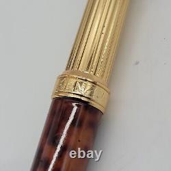 Kenzo Gold Trim Brown Celluloid Refillable Beautifully Design Ballpoint Pen
