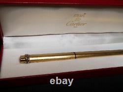 LES MUST DE CARTIER Gold Plated FOUNTAIN PEN with 14ct Gold Nib Writing. Plus box