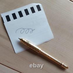 LOUIS VUITTON Gold Ballpoint Pen with Brown Notebook Cover Free Shipping