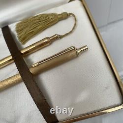 Lalex Gold Plated Ballpoint Pens Boxed Set Two Pair Guarantee Brushed Tasselled