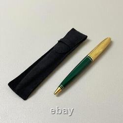 Louis Vuitton Dock lacquer Green/Gold Twisted Ballpoint Pen wz/Suede case Rare