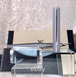 Louis Vuitton Fountain Pen Jet Ligne Grey Lacquer 750 Gold M Nib withCase&Papers