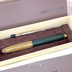 Louis Vuitton Rollerball Pen Doc Cuir Green Leather Gold Finished withCase&Papers