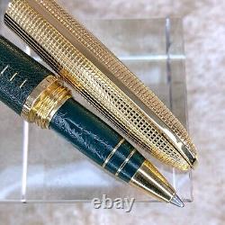 Louis Vuitton Rollerball Pen Doc Cuir Green Leather Gold Finished withCase&Papers