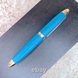 Louis Vuitton Rollerball Pen Turquoise Leather & Gold Finish Voyage Sentimental