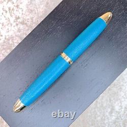 Louis Vuitton Rollerball Pen Turquoise Leather & Gold Finish Voyage Sentimental