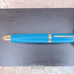 Louis Vuitton Rollerball Pen Turquoise Leather & Gold Finish Voyage Sentimental