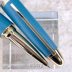 Louis Vuitton Rollerball Pen Turquoise Leather & Gold Finish Voyage Sentimental