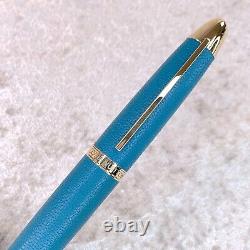 Louis Vuitton Rollerball Pen Turquoise Leather & Gold Finish Voyage Sentimental