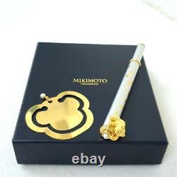 MIKIMOTO Ballpoint Pen Teddy Bear Bookmarker Limited set Pearl Silver Gold withBox