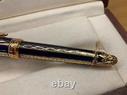 Michel Perchin Ribbed Blue And Gold Limited Edition Fountain Pen 1240/4371