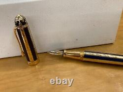 Michel Perchin Ribbed Blue And Gold Limited Edition Fountain Pen 1862/4371