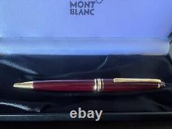 Montblanc Meisterstuck Bordeaux Ballpoint Pen With Gold Accents And Case