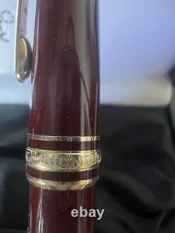 Montblanc Meisterstuck Bordeaux Ballpoint Pen With Gold Accents And Case