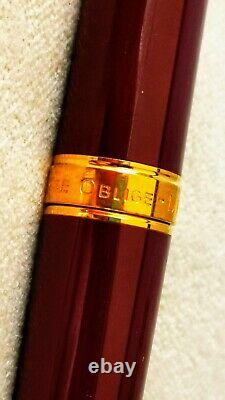 Montblanc Noblesse Oblige Ballpoint Pen 18k Gold Bordeaux/Burgundy Boxed +Refill