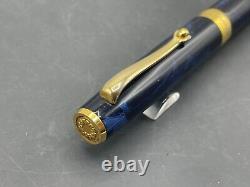 Montegrappa 300 Series Dark Blue Marble & Gold Trim Ballpoint Pen