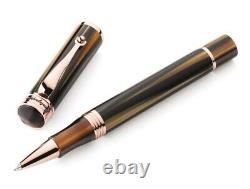 Montegrappa Ducale Rollerball Pen Rose Gold Plate and Golden Brown Emperador