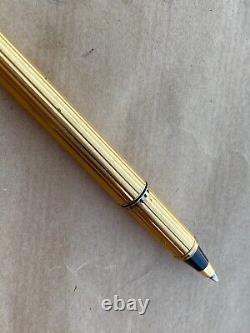 Must De Cartier Rollerball Pen Gold Plated Stripped Made In France