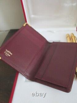 Must de Cartier France Gold Finish Ballpoint Pen & Pencil Wallet Set In Box