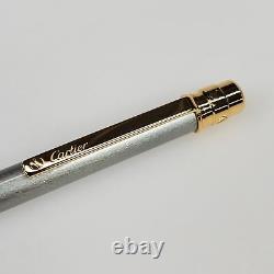 NEW Cartier Santos Brushed Silver Lacquer and Gold Ballpoint Pen (ST150192)