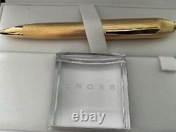 New Gift Boxed Cross Peerless Heavy Gold Plate 23kt Ballpoint Pen At0042-42